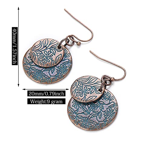Vintage Bronze Spiral Leaf Hoop Boho Earrings Secondary image