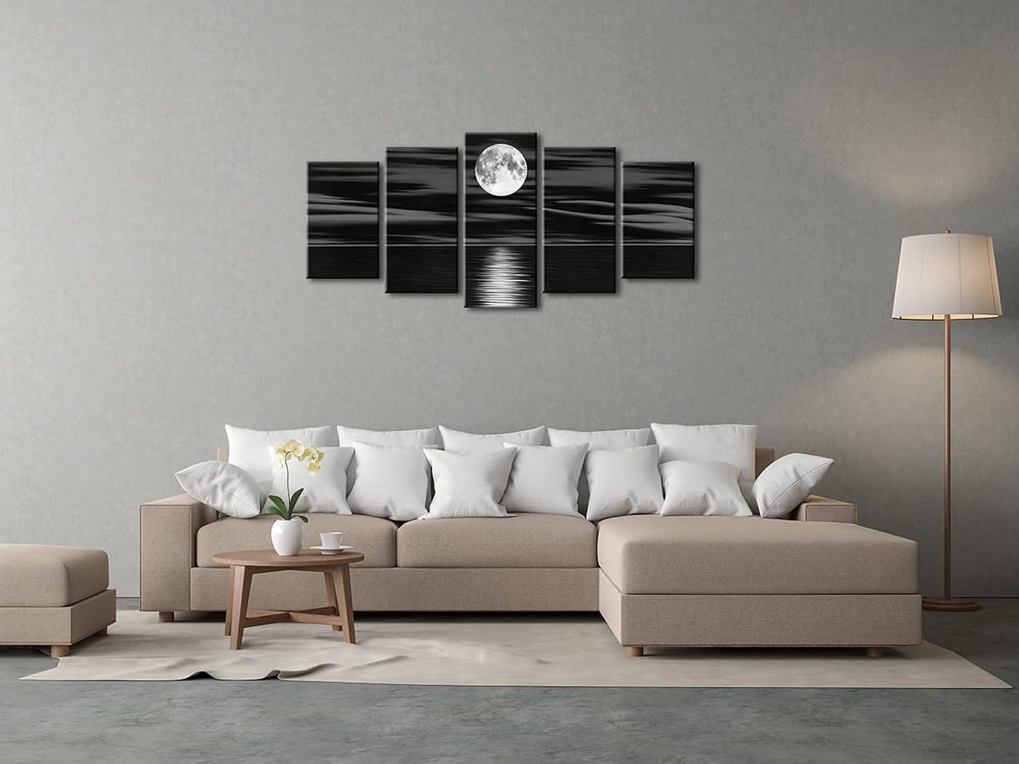 Sea White — Full Moon in Night Canvas Print
