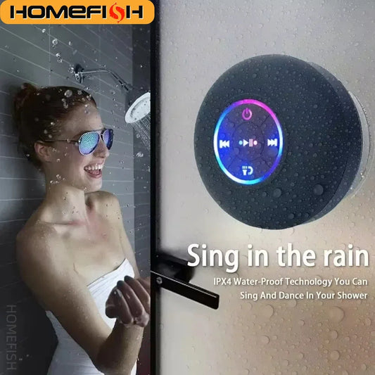 Portable Waterproof Bluetooth Suction Mount Speaker With RGB Light