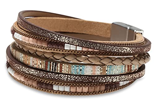 Fesciory Leather Wrap Bracelets for Women, Boho Western Layered Jewelry