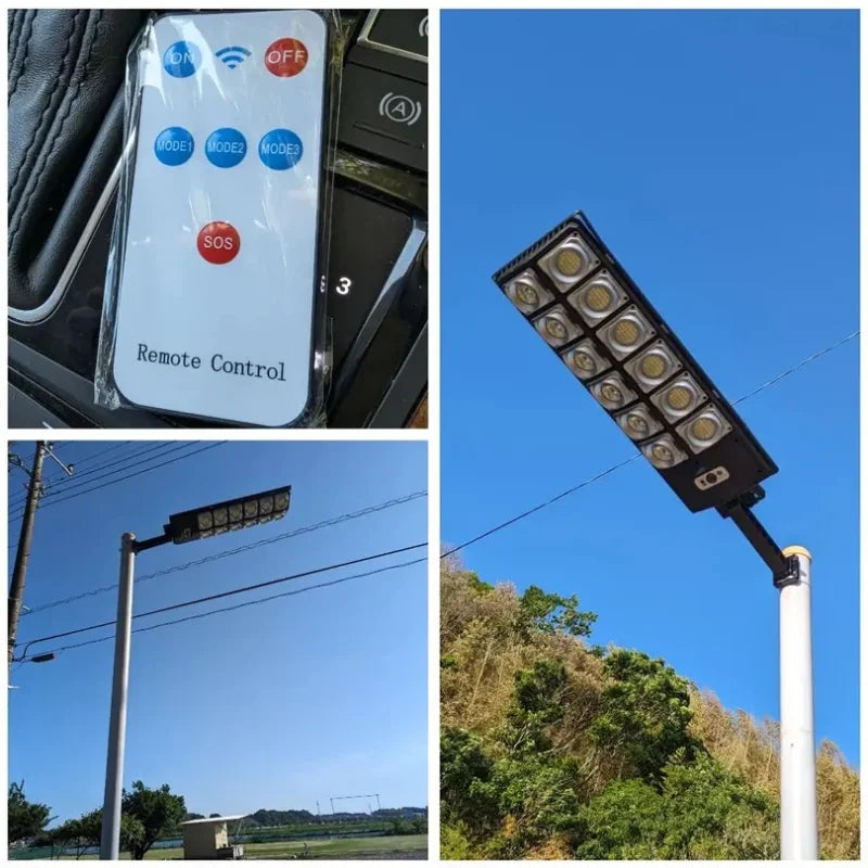 250w Solar LED Light Motion Sensor With Remote 3 Modes Street Lamp for Yard Garden Path
