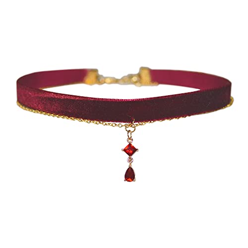 MOMOCAT Black Velvet Red Pendant Choker Necklace for Women Gothic Lace Chokers Necklace Witch Bride Vampire Accessories Aesthetic kawaii Jewelry for Women Teen Girls