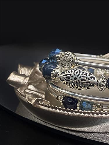 Stackable Beaded Bracelets for Women Boho Wrap Silver Bracelet Layered Fashion Jewelry Gifts for Her