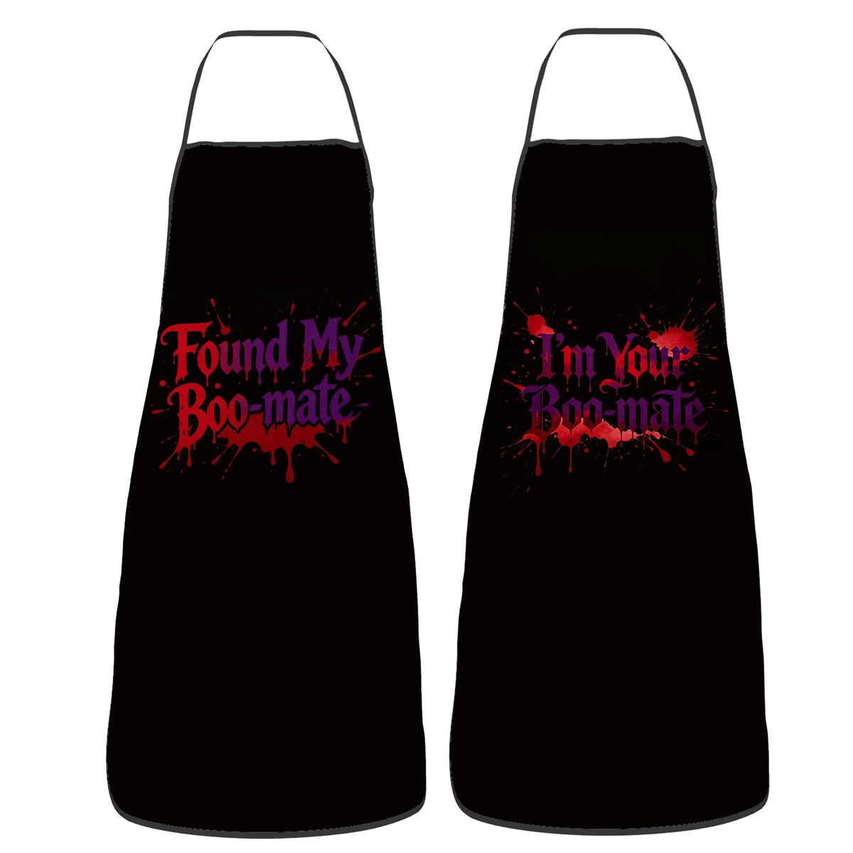 Halloween Aprons Gifts for Women Mens Funny Boo-mate Cooking Apron, Funny Gift for Him Her,His Hers (2 Pcs)