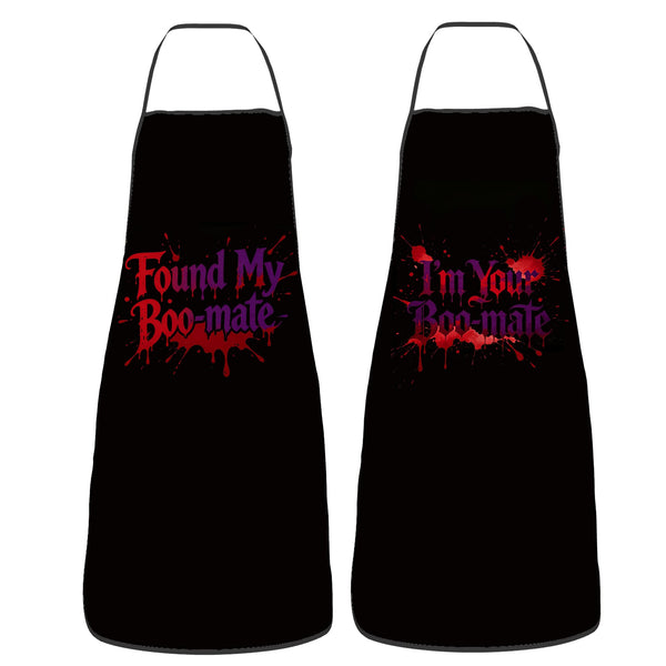 Halloween Aprons Gifts for Women Mens Funny Boo-mate Cooking Apron, Funny Gift for Him Her,His Hers (2 Pcs)