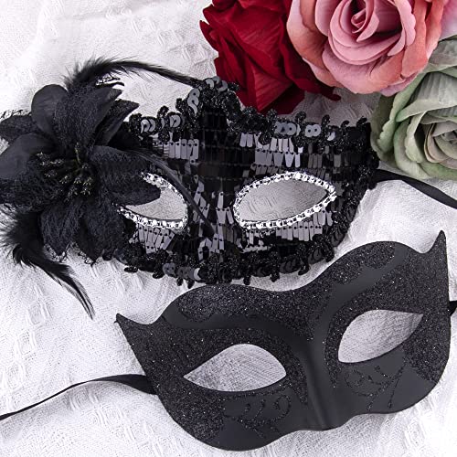 SIQUK Couple Masquerade Masks Set Venetian Party Mask Costume Mask