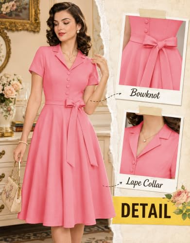 Wedtrend Women's Vintage Tea Dress, Short Sleeve Cocktail Party Dress Work Church Casual Dress