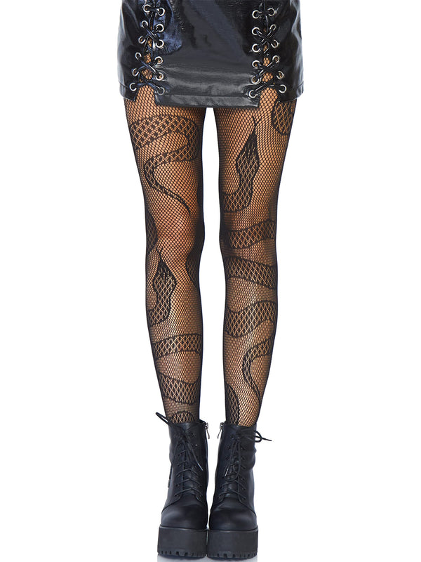 Dark Animal Print Fishnet Tights
