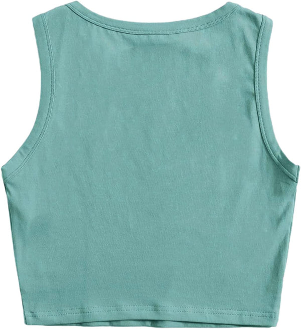 Remidoo Crop Tops for Women Casual Cropped Tank Top Summer Sleeveless Shirts
