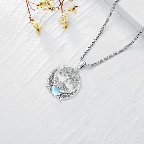 Sterling Silver Pentagram Necklace Triple Moon