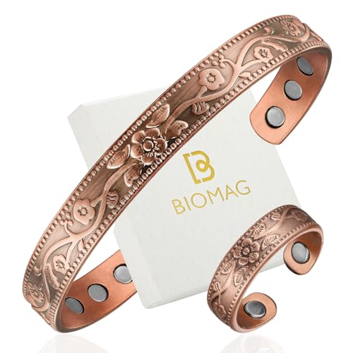 Copper Magnetic Bracelet Set for Women Men, Pure Copper Jewelry Gift