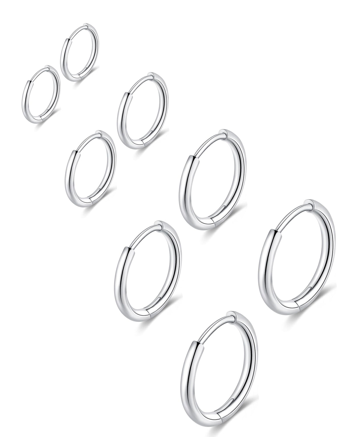 316L Surgical Stainless Steel Huggie Hoop Earrings 6mm 8mm 10mm 11mm 12mm 14mm Hypoallergenic Earrings Hoop Cartilage Helix Lobes Hinged Sleeper