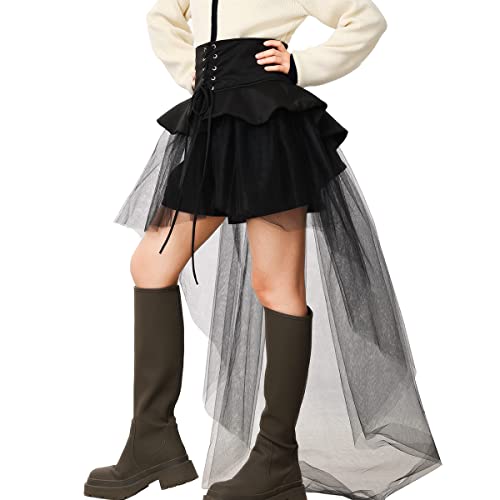 BPURB Women's Gothic Steampunk Bustle Skirt Ruffle Overskirt Pirate Costume