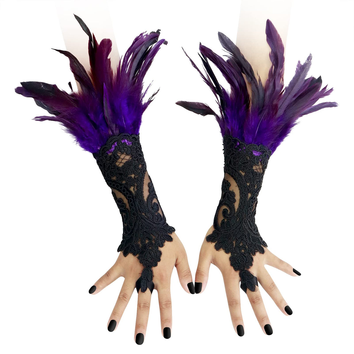 Feather Gloves Women Costume Wrist Cuffs