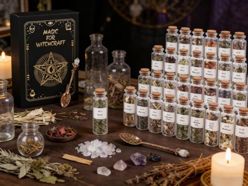 45-Bottle Dried Herbs Kit for Witchcraft, Wicca Altar and Magic Spells