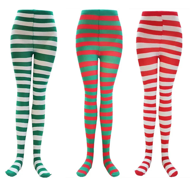 Rainbow Striped Goth Punk High Waist Pantyhose
