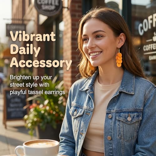 Bohemian Wooden Layered Disc Dangle Earrings, Boho Style Round Drop Earrings for Women, Lightweight Statement Jewelry for Daily Wear & Party