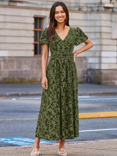 Simplee Women's Velvet Maxi Dress V Neck Short Sleeve Empire Waist Semi Formal Long Cocktail Dresses Secondary image