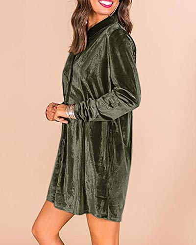 Caitefaso Womens Velvet Button Down T Shirts Swing Mini Dress Casual Long Sleeves Lapel Tunic Tops Secondary image