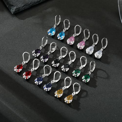 Dangle Earrings for Women Multicolor Crystal Drop Earrings Set Leverback Teardrop Earrings