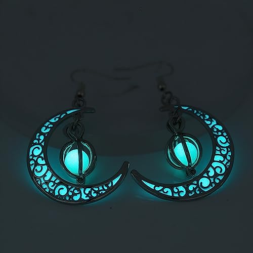 EEQQBZ Glow In Dark Crescent Moon Dangle Earrings