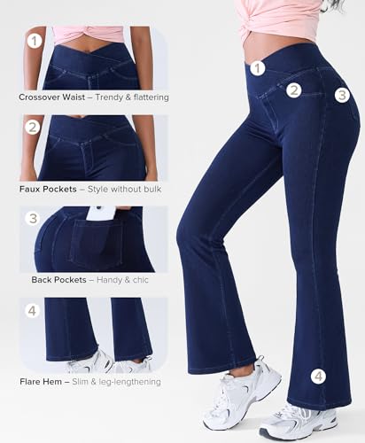 Stretchy Jeans For Women Flare Jeggings Leggings With Pockets
