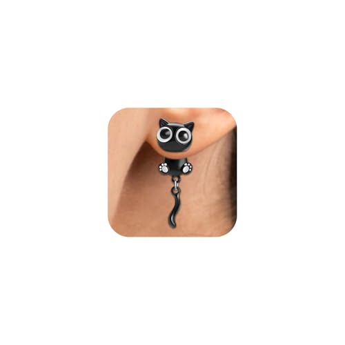 Adorable Black Cat Earrings for Women Cute Cat Paw Stud Earrings Halloween Christmas Jewelry Gifts