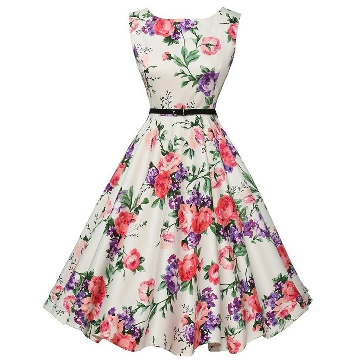 Summer Vestidos Dress Clothing Floral Robe Swing Casual Rockabilly Dresses