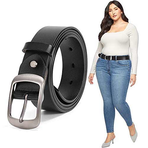Plus Size Women Leather Belt Black Casual Waist Belt For