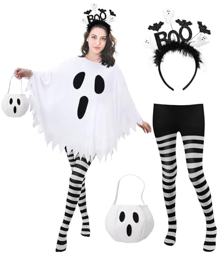 4 PCS Ghost Costume Women,Halloween Costumes for Women Adult