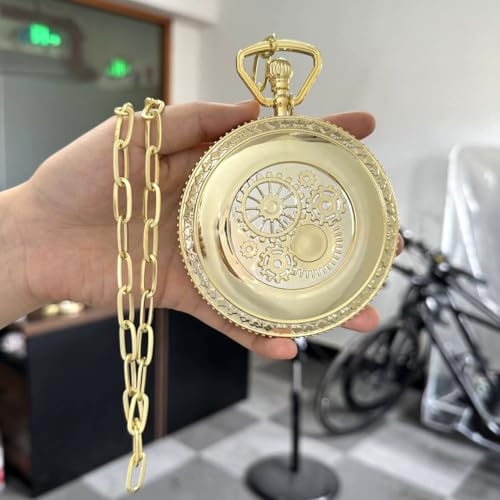 Honcloud 3.7 Inches Diameter Gold Prop Pocket Watch for Red Halloween