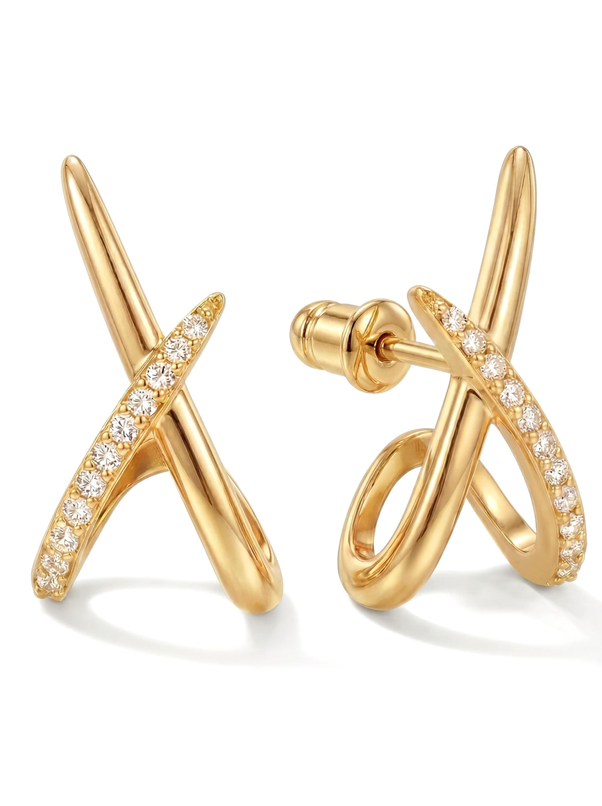 Gold Earrings for Women Trendy,14K Gold Stud Earrings Dainty Earrings Simple Minimalist Cubic Zirconia Diamond Gold Earrings Hypoallergenic Earring
