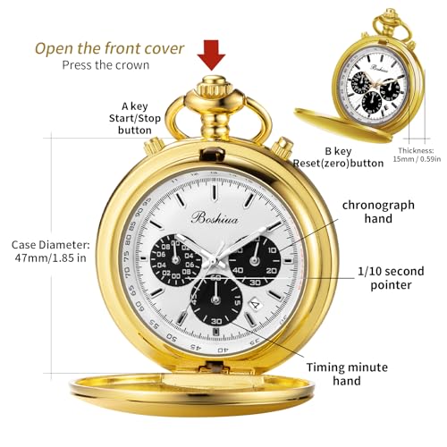 Smooth Quartz Pocket Watches for Men Multifunctional Chronograph Class