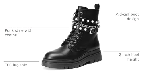 DREAM PAIRS Women's Combat Boots Lace Up Ankle Booties Shoes