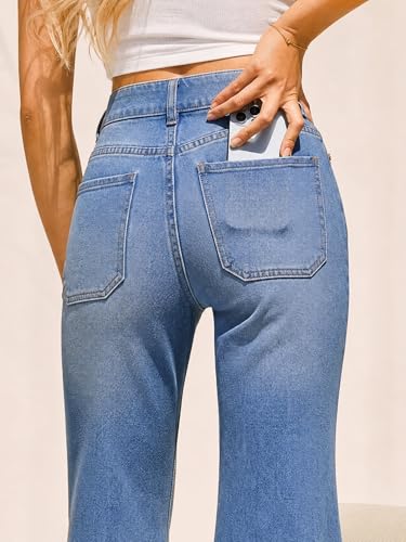 Flare Jeans For Women Frayed Hems Bell Bottom Jeans Mid High Waisted