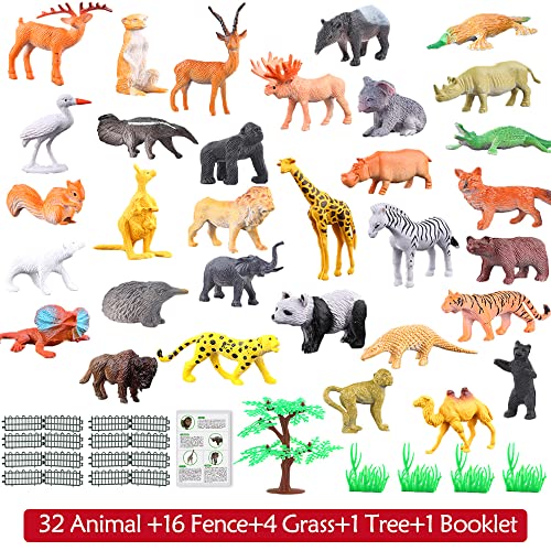 54 Piece Mini Wild Animal Figures for Kids, Plastic Small Zoo Toy Set