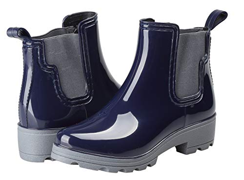 Women's Short Rain Boots Waterproof Slip On Ankle Chelsea