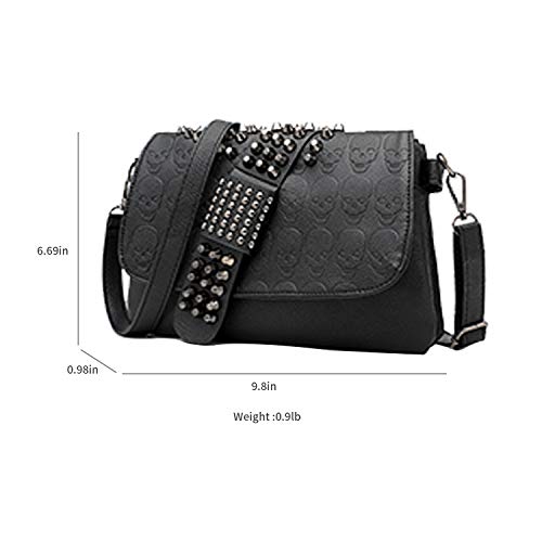 Punk Skull Rivet PU Leather Crossbody Shoulder Bag