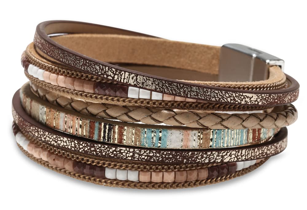 Fesciory Leather Wrap Bracelets for Women, Boho Western Layered Jewelry
