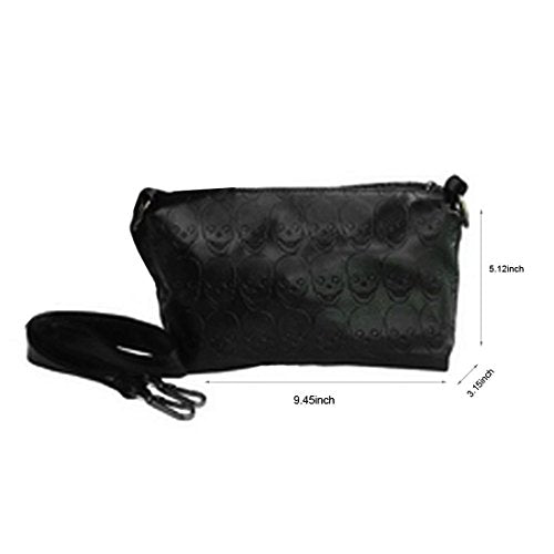Womens Skull Print PU Leather Hobo Tote Shoulder Bag