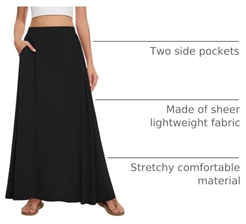Womens Maxi Skirt Long Flowy Summer A-Line High Waist Skirts