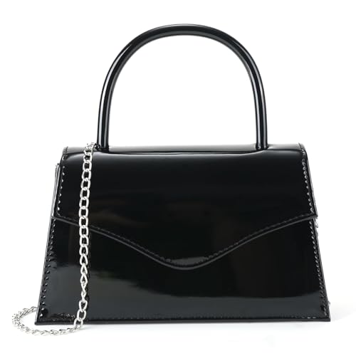 Patent Leather Top-Handle Evening Clutch