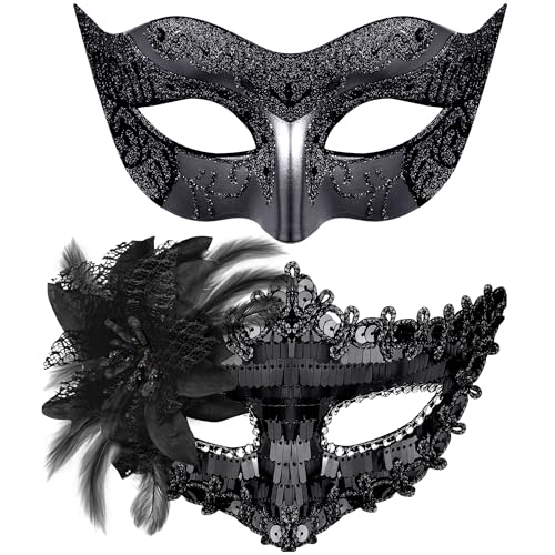 SIQUK Couple Masquerade Masks Set Venetian Party Mask Costume Mask