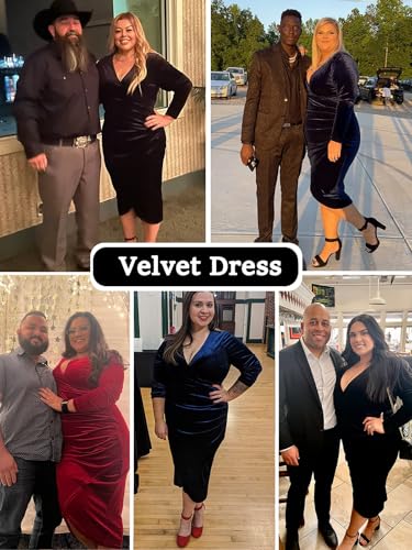 TINSTREE Womens Plus Size Velvet Bodycon Dresses Sexy Cocktail Dress