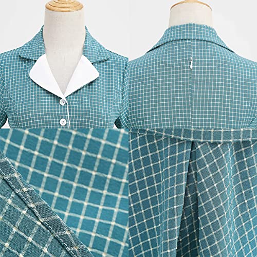 Women 1950s Vintage Short Sleeve Peter Pan Collar Retro Swing A Line Midi Summer Dress Cocktail Party Evening Prom Gown