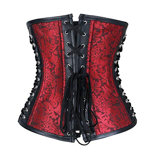 Steampunk PU Leather Spiral Steel Bone Underbust Corset