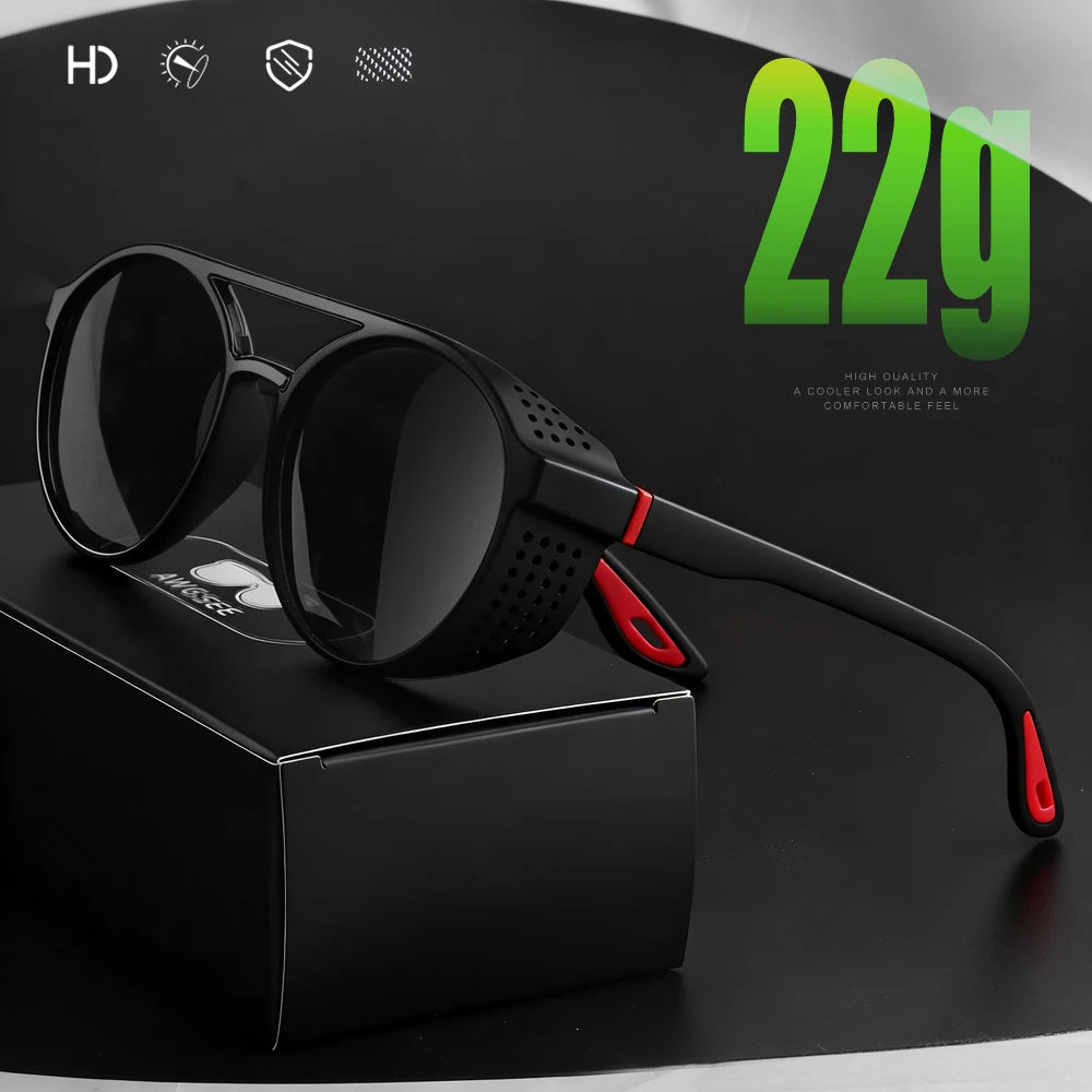 Polarized Round Steampunk Sport Sunglasses