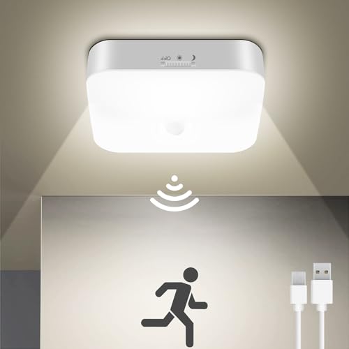 Rechargeable Motion Sensor Closet LED Light for Shower Stairs Hallway Pantry Porch Garage, 5000k