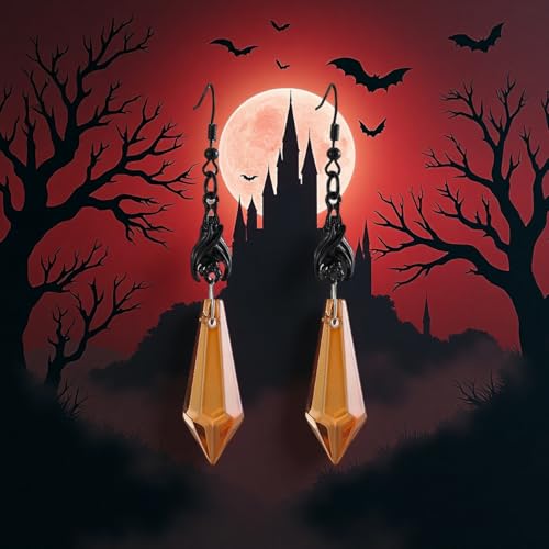 Gothic Dark Bat Dangle Earrings Red Black Crystal Gems Bat Earrings Punk Rock Style Bats Animal Earrings Halloween Costumes Earrings Jewelry for Women