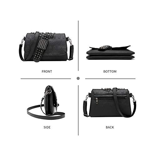 Punk Skull Rivet PU Leather Crossbody Shoulder Bag